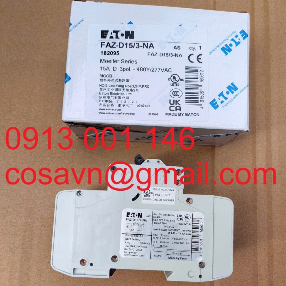 Eaton (Dòng Moeller) Cầu dao điện thu nhỏ Eaton FAZ-D15/3-NA FAZ-D15/3-NA